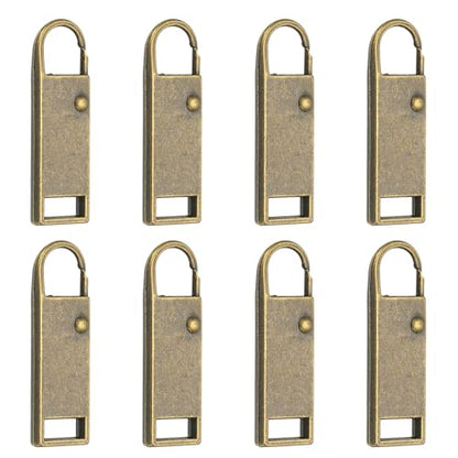 uxcell 8Pcs Zipper Pull Replacement, Metal Zipper Handle Mend Fixer Tab Repair for Luggage Suitcase Backpack Jacket Bags Boots Coat Handbags, Bronze Large - color: Bronze, size: Large