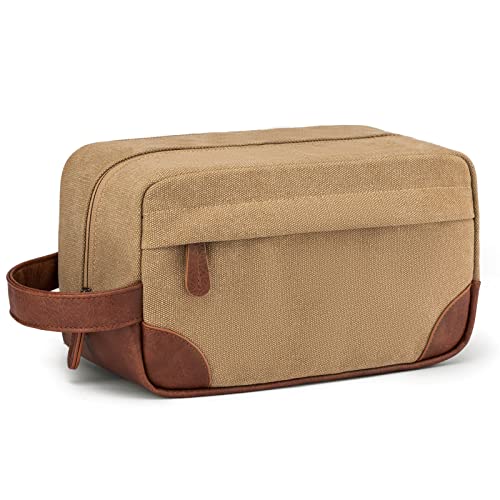 Vorspack Travel Toiletry Bag - Hanging Toiletry Bag for Men Water Resistant Canvas Shaving Bag with Large Capacity for Travel - Brown - color: Brown, size: Medium