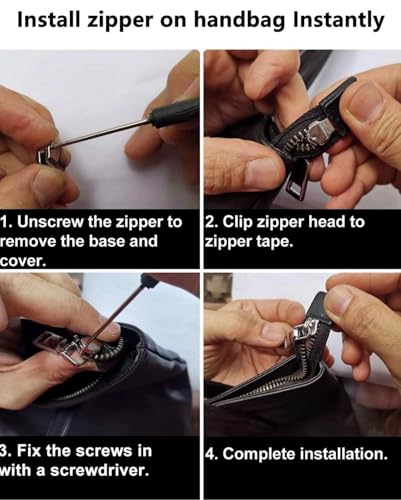 AKTIOIN Metal Zipper Repair Kit for Jackets, Luggage, Bags (Black, #5-2pcs) - color: Black, size: #5