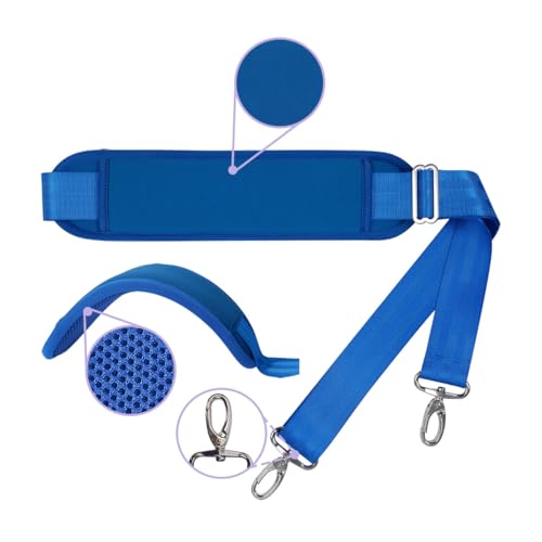 60 Inch Shoulder Strap with Removable Ultra-Thick Pad，Adjustable Buckles and Metal Hooks - color: Blue