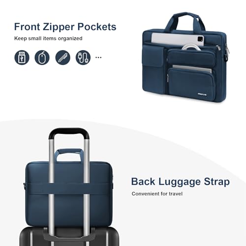 MOSISO Laptop Shoulder Bag 15.6 inch, 15-15.6 inch Computer Bag Compatible with MacBook Pro 16 inch, HP, Dell, Lenovo, Notebook with 2 Raised&1 Flapover&1 Horizontal Pocket&Handle&Belt, Haze Blue - color: Haze Blue, size: 16 inch