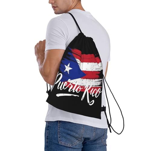 Puerto Rico Flag Drawstring Bag Sport Gym Backpack Beach Travel Sack Draw String Yoga Bag For Men Women - color: Puerto Rico Flag1