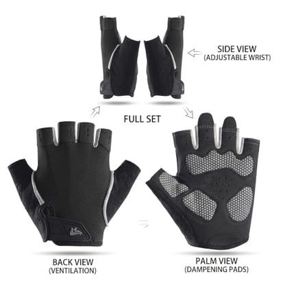 Utaly Men Women Breathable Half Finger Fitness Gloves - Prevents Calluses Gloves with Non-Slip Padding for Gym Workout - size: Large