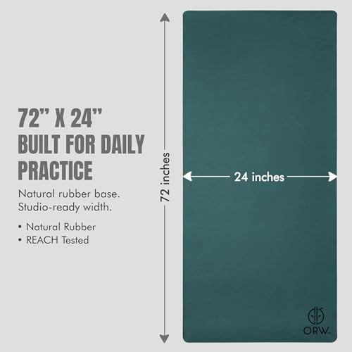 ORW Non Slip Hot Yoga Mat with Carrying Strap - Grip Surface & Natural Rubber Base, REACH Tested, Home & Studio Practice - color: Blackish Green PU Rubber Mat 72x24