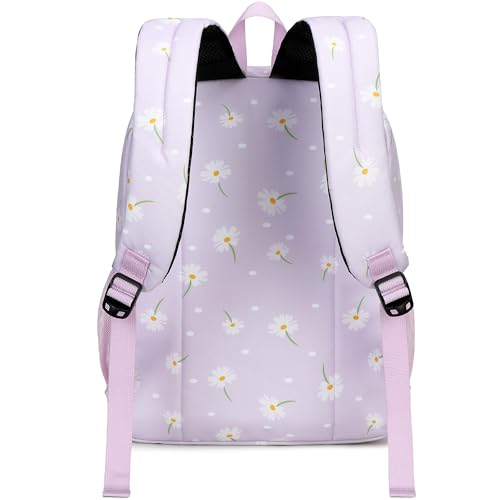 abshoo Classical Basic Daisy Womens School Backpack For College Teen Girls Water Resistant Bookbag (Daisy Purple) - color: Daisy Purple, size: 16.5 Inc