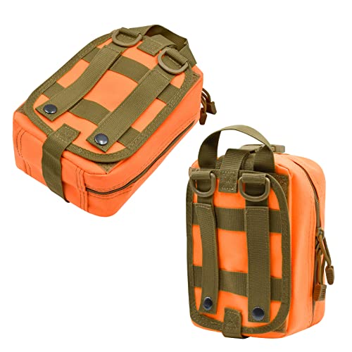 First Aid Pouch 1000D Nylon Tactical Molle Tear Away Medical Pouch Empty Utility Pouch for Outdoor Activities Medical Supplies Camping Hiking Travel,Bag Only - color: Orange