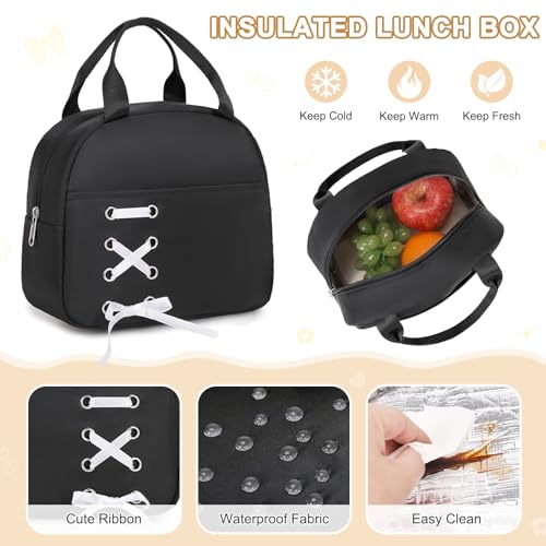 Scothen Backpacks for Girls, Girls Backpack with Lunch Box & Pencil Pouch for Teens Girl Kids Elementary Middle High School College Student Bookbag Daypack Laptop Travel Backpack for Women - color: Black