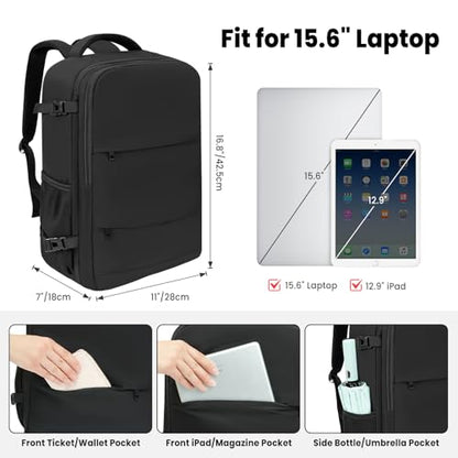 BAGAIL Travel Laptop Backpack, Carry on with USB Port, Luggage Bag for Holiday-Black - color: Black
