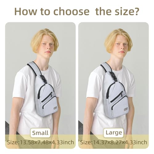AMJ Crossbody Sling Bag Men Women, Casual Shoulder Backpack, Chest Daypack Satchel for Hiking Travel - color: White Gray, size: Small