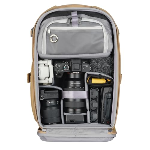 VANGUARD VEO Metro B20L Camera & Everyday Backpack (Beige) – Fits 70–200mm Attached, 14" Laptop Storage, Convertible Daypack Design, Carry-On Ready - color: Beige, size: 20L