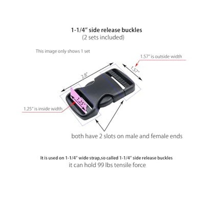 Side Release Buckles Heavy Duty Plastic Buckle Snap Clips Clasps Backpack Buckle Replacement for Strap - style: 1-1/4 Inch - 2sets