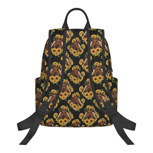 Compact Urban Commute Backpack Sunflower Horse Black, Slim Fit Laptop Daypack for Office Business Casual Daily Wear Men Women - color: Picture (43)
