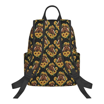 Compact Urban Commute Backpack Sunflower Horse Black, Slim Fit Laptop Daypack for Office Business Casual Daily Wear Men Women - color: Picture (43)