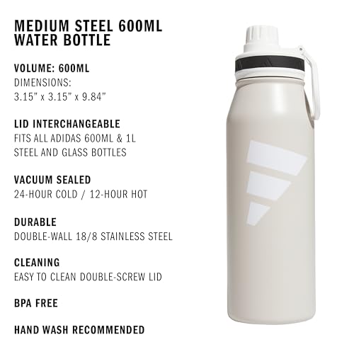 adidas Metal Water Bottle 1L - color: Alumina Beige/White/Black/L