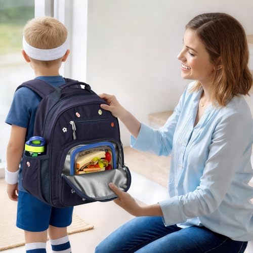 mibasies Boys Backpacks Ages 5-8: Quilted Backpack for Kids - Cute 15 Inches Bookbag for Kindergarten Elementary School Ball Blue - color: Ball Blue, style: Kids-15"h