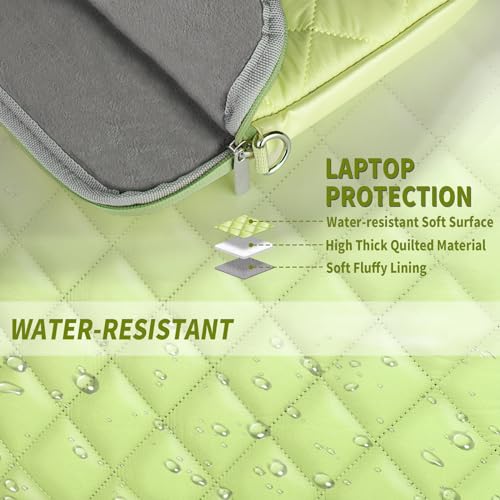 Puffy Quilted Laptop Sleeve with a Removable Shoulder Strap Compatible with MacBook Air 13 inch M2 A2681 M1 A2337 A2179 A1932 2023-2018/Pro 13 M2 M1 A2338 A2251 A2289 A2159 A1989 A1706 A1708 - color: Sleeve - Green, size: 13 inch