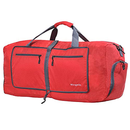 Woogwin Travel Duffel Bag Large Foldable Waterproof Overnight Bag for Beach Swim Bags Pool Sports Gym - color: 60L Red