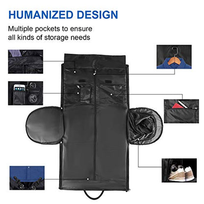 seyfocnia Convertible Travel Garment Bag,Carry on Garment Duffel Bag for Men Women - 2 in 1 Hanging Suitcase Suit Business Travel Bag - color: black2