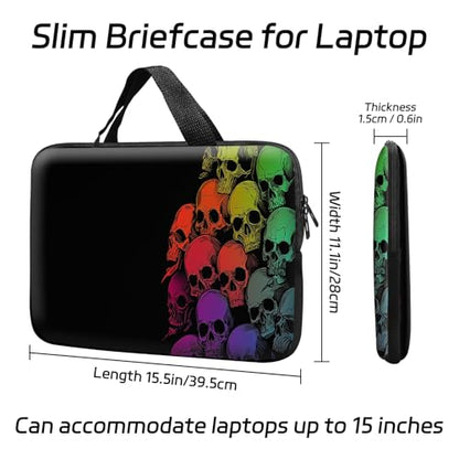 14 15 15.4 15.6 inch Laptop Handle Bag Computer Bag, Pouch Holder Notebook Sleeve Cover Soft Case Compatible for Dell,Lenovo,Toshiba HP, Asus Notebook-Colorful Skulls - color: Colorful Skulls