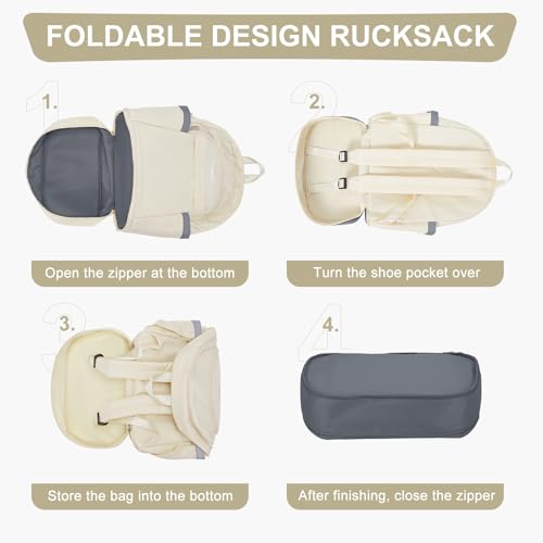 coofay Gym Backpack For Women, Gym Bag with Shoe Compartment - color: Q-beige, size: Large