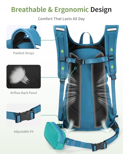 ECOHUB Hydration Backpack for Men Women, 20L Lightweight Hiking Daypack Cycling Backpack with 2L Water Bladder, Insulated Hydration Pack with Waist Pack