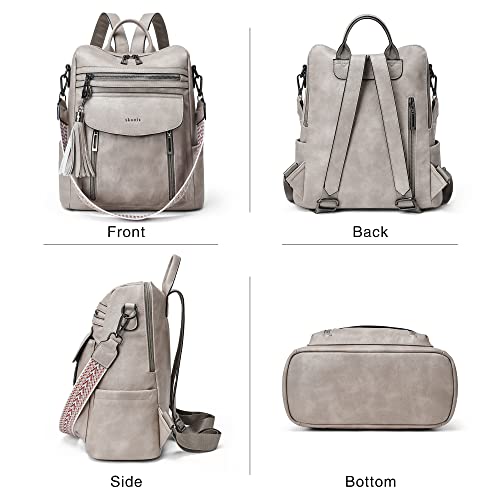 Shrrie Backpack Purse for Women Fashion Leather Backpack Purse Designer Travel Backpack Convertible Shoulder Bag with Wristlet - color: 1-5 Two-toned Gray