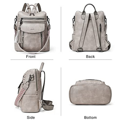 Shrrie Backpack Purse for Women Fashion Leather Backpack Purse Designer Travel Backpack Convertible Shoulder Bag with Wristlet - color: 1-5 Two-toned Gray
