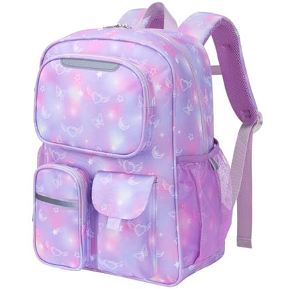Kids Backpack for Girls - 17 Inch School Bookbag for Grades 3-5 | Elementary Girls Backpack Ages 8-10, Fits Binder Laptop, Reflective Strips, Chest Straps, Comfort Padded S-Straps, Purple - color: Dreamy Purple