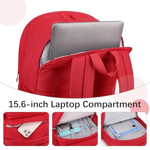 abshoo 34L Big School Backpack For College Women Girls Middle High School Teen Bookbag Travel Backpack Daypack (Red) - color: Red