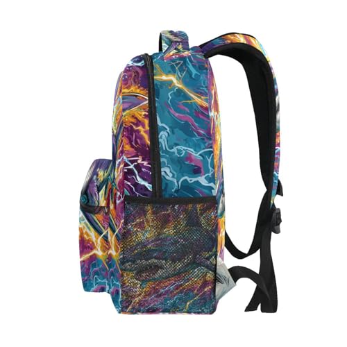 susiyo Colorful Lightnbing Shark School Backpack Bookbag Lightweight College Back Pack Travel Camping Casual Daypack for Teens Girls Boys Women Men - color: Colorful Lightnbing Shark