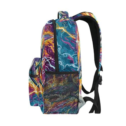 susiyo Colorful Lightnbing Shark School Backpack Bookbag Lightweight College Back Pack Travel Camping Casual Daypack for Teens Girls Boys Women Men - color: Colorful Lightnbing Shark
