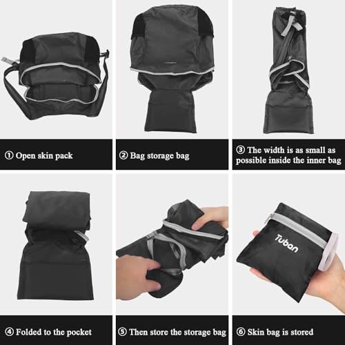 Ultra Lightweight Packable Water Resistant Backpack for Travel Camping Outdoor Hiking Daypack - color: Black