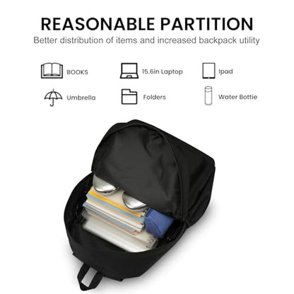10 PCS Black Backpack for School Teens Boys Girls, Lightweight Casual Backpacks for Men and Women, Classic Basic Water Resistant Casual Daypack, 15.6 Inch Laptop Bookbag for College High School Work - size: 10Pcs-15.6 Inch