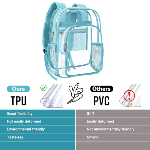 HEEYA Clear Backpack Heavy Duty Transparent Backpack for Security, Sports, Work, Travel, Stadium - color: Blue