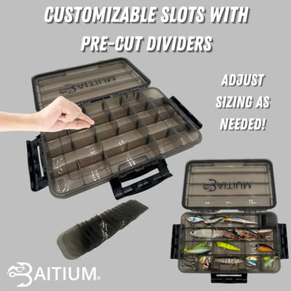 Baitium XTRAseal Waterproof Fishing Tackle Box Organizer, Tackle Boxes With Dividers, Tacklebox for Fishing, 3600 3700 Tackle Tray, Fishing Gear - size: 2-Pack 3600 (10.6" x 6.7" x 2")