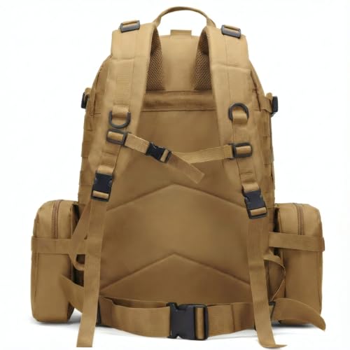 Military Tactical Backpack for Men 60L Waterproof Bug Out Bag Survival Rucksack Go Bag Emergency Molle System Army 3 Day Assault Pack for Hiking Hunting Camping Tan - color: Tan