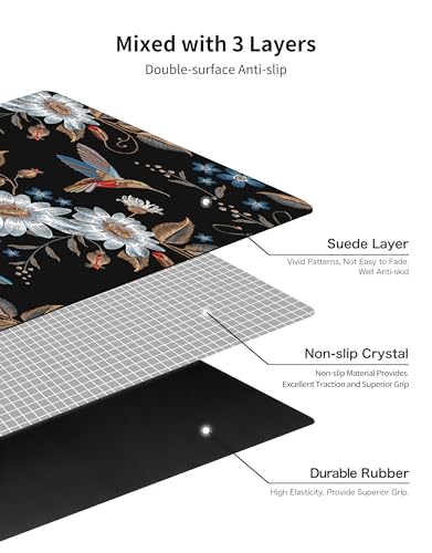 nuveti Printed Travel Yoga Mat-1/16 Inch Thick Non Slip Fitness Workout Mat with Carrying Bag, Foldable Lightweight Suede & Natural Rubber Yoga Mat for Yoga Pilates and Fitness 72" L x 24" W x 1.5mm - color: YanYu
