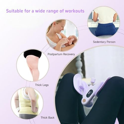 Upgraded Purple Inner Thigh Exerciser with LED Display, 0-70lb Adjustable Inner Thigh Exerciser, Pelvic Floor Muscle Trainer, 360°Hip Trainer for Women Postpartum Recovery