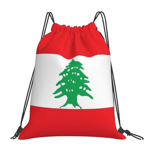 Lebanon Flag Drawstring Bag Sport Gym Backpack Beach Travel Sack Draw String Yoga Bag For Men Women - color: Lebanon Flag