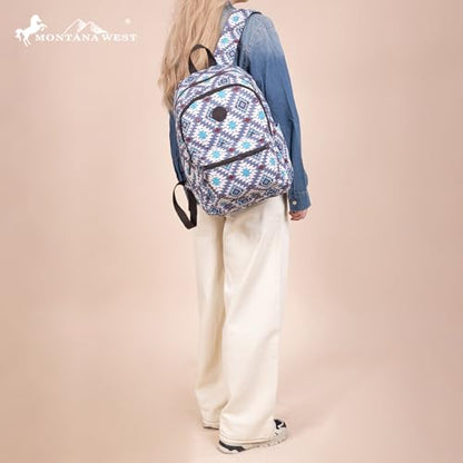 Montana West Backpack for Women Western Travel Backpack Purse Casual Daypack for Laptop College - color: Aztec Gray