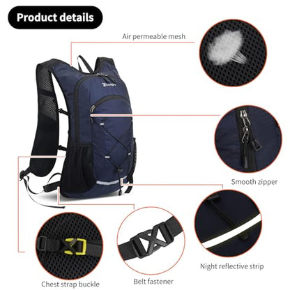 15L Small Hiking Backpack Lightweight Hydration Backpack for Men Women, Warterproof Hiking Daypack for Travel Cycling - color: Dark Blue