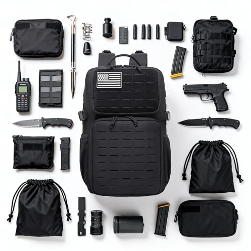Wotony Military Tactical Backpack for Men Waterproof Daypack 3 Day Assault Pack Laser-Cut MOLLE Webbing Design with Water Bottle Holder Black Small Tactical Assault Bag (Black, 30L) - color: Black, size: 30L