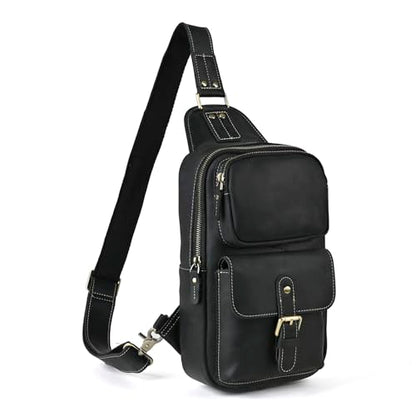 Le'aokuu Outdoor Casual Travel Hiking Crossbody Chest Sling Bag Rig One Shoulder Strap Bag Backpack 1315 - color: Black 2