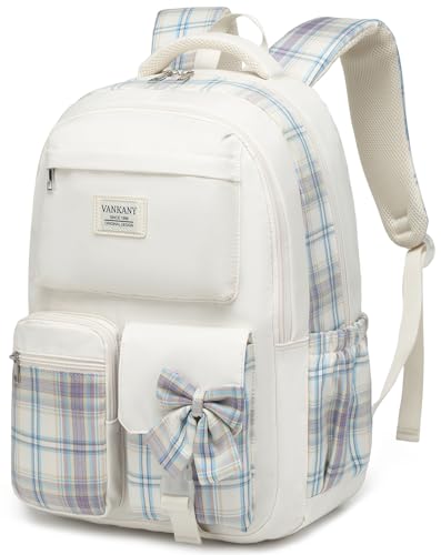 Schoolbag for Teen Girls, Cute Book Bag Backpack with 17.3in Laptop Compartment for Big Student Women College Mochilas Escolares para Niñas (Beige) - color: Beige, size: 17.3in