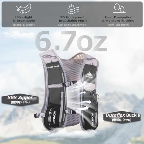 Azarxis Hydration Running Vest Backpack Pack 5L 5.5L for Women and Men Jogging Trail Race Marathon Cycling Hiking - color: #1 Black (5L) - with a Soft Flask (500ml)
