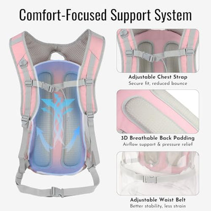 20L Hydration Backpack with 3L Water Bladder Water Backpack for Hiking Hydration Pack Insulated Daypack for Commuting Black - color: Pink