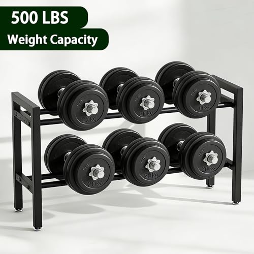 Dumbbell Storage Rack, Weight Rack for Dumbbells, 2 Tier Adjustable Kettlebell Rack Shelf Weight holder for Home Gym Heavy-Duty Space-Saving (Rack Only) - size: 32IN