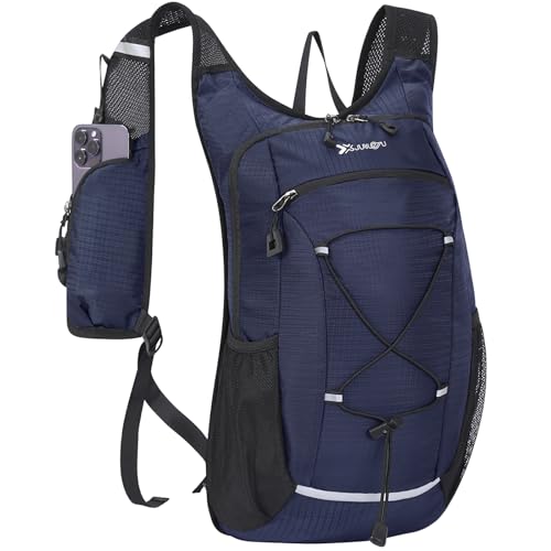 15L Small Hiking Backpack Lightweight Hydration Backpack for Men Women, Warterproof Hiking Daypack for Travel Cycling - color: Dark Blue