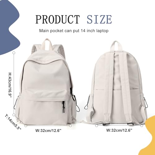 Backpack for Women College Cute Aesthetic Laptop Backpack Men Teacher Work Lightweight Casual Daypack Backpacks Anti theft Computer Gym Backpacks with Laptop Compartment White