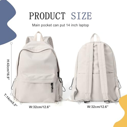 Backpack for Women College Cute Aesthetic Laptop Backpack Men Teacher Work Lightweight Casual Daypack Backpacks Anti theft Computer Gym Backpacks with Laptop Compartment White